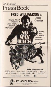 5z764 NO WAY BACK pressbook '76 cool Joe Smith art of Fred Williamson riding motorcycle & shooting!