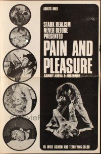 5z782 PAIN & PLEASURE pressbook '67 stark realism never before presented, violent & sexy images!