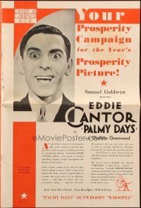 5z784 PALMY DAYS pressbook '31 great images of wacky Eddie Cantor & sexy Goldwyn girls!