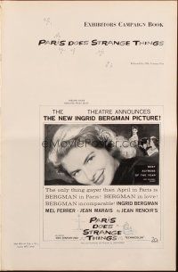 5z786 PARIS DOES STRANGE THINGS pressbook '57 Jean Renoir's Elena et les hommes, Ingrid Bergman