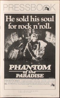5z797 PHANTOM OF THE PARADISE pressbook '74 Brian De Palma, he sold his soul for rock n' roll!