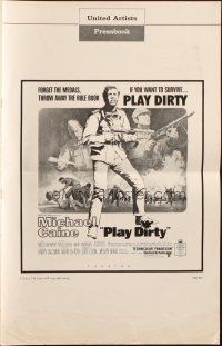 5z803 PLAY DIRTY pressbook '69 cool art of WWII soldier Michael Caine with machine gun!