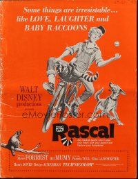 5z817 RASCAL pressbook '69 Walt Disney, Bill Mumy on bike with raccoon & dog!