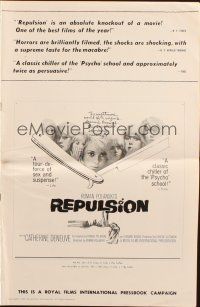 5z822 REPULSION pressbook '65 Roman Polanski, Catherine Deneuve, cool straight razor image!