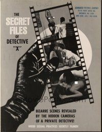 5z848 SECRET FILES OF DETECTIVE X pressbook '68 weird sexual practices filmed by hidden cameras!