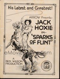 5z877 SPARKS OF FLINT pressbook '21 cool full-length art of Jack Hoxie on horseback with lasso!