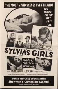5z908 SYLVIA'S GIRLS pressbook '65 Valerie Hawkins, the most vivid sex scenes ever filmed!