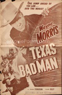 5z913 TEXAS BAD MAN pressbook '53 Wayne Morris is one jump ahead of the law & the noose!