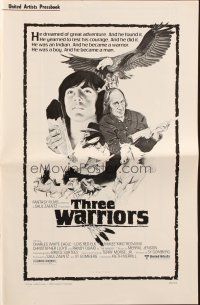 5z926 THREE WARRIORS pressbook '77 cool art of Native American Indians and wildlife!