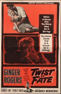 5z955 TWIST OF FATE pressbook '54 sexy dame Ginger Rogers has too many men on a string!