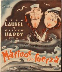 5z238 SAPS AT SEA Spanish herald '40 different art of Stan Laurel & Oliver Hardy, Hal Roach