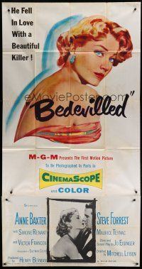 6a423 BEDEVILLED 3sh '55 Steve Forrest fell in love with beautiful blue-eyed killer Anne Baxter!