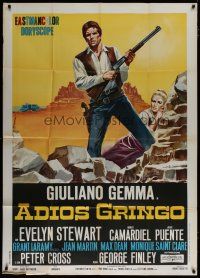 6a688 ADIOS GRINGO Italian 1p '66 Sandro Symeoni art of cowboy Giuliano Gemma, spaghetti western!