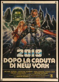 6a689 AFTER THE FALL OF NEW YORK Italian 1p '84 completely different sci-fi art by Renato Casaro!