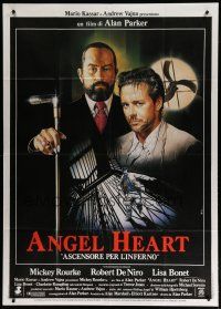 6a695 ANGEL HEART Italian 1p '87 Casaro art of Robert DeNiro & Mickey Rourke, Alan Parker!