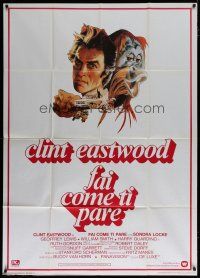 6a697 ANY WHICH WAY YOU CAN Italian 1p '81 Peak art of Clint Eastwood & Clyde the orangutan!