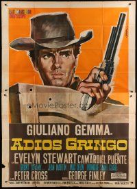 6a003 ADIOS GRINGO Italian 2p '66 Sandro Symeoni art of cowboy Giuliano Gemma, spaghetti western!