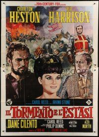 6a005 AGONY & THE ECSTASY Italian 2p '65 art of Charlton Heston, Rex Harrison & Cilento by Nistri!