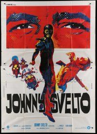6a016 BLACK BELT JONES Italian 2p '74 cool different Piero Iaia art of masked man with gun!