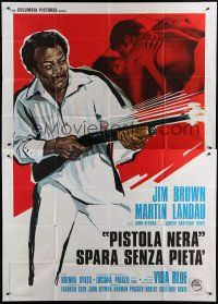 6a017 BLACK GUNN Italian 2p '73 Jim Brown is dynamite, cool different art of him with shotgun!