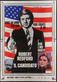 6a030 CANDIDATE Italian 2p '72 different image of Robert Redford extending hand by American flag!