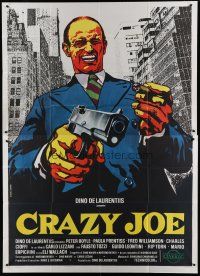 6a040 CRAZY JOE Italian 2p '74 different Casaro art of Peter Boyle as mafioso Joey Gallo!