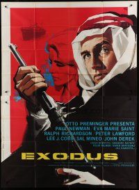6a057 EXODUS Italian 2p R69 Otto Preminger, cool different art of Paul Newman & Saint by Campeggi!