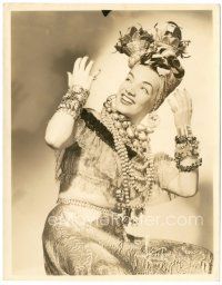 6c203 CARMEN MIRANDA 8x10.25 still '39 rare portrait in cool outfit & hat from her U.S. debut!