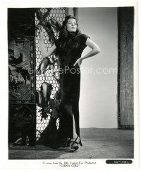 6c224 CHINA GIRL 8.25x10 still '42 full-length image of sexy Gene Tierney in black silk!