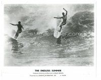 6c311 ENDLESS SUMMER 8x10.25 still '67 Bruce Brown surfing classic, c/u of surfers riding wave!