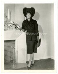 6c322 FEMININE TOUCH 8x10.25 still '41 full-length Kay Francis with fur hat by fireplace!