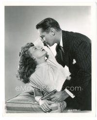 6c448 I LOVE TROUBLE 8.25x10 still '47 Franchot Tone w/gun about to kiss Janet Blair by Ned Scott!