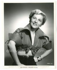 6c501 JOAN FONTAINE deluxe 8.25x10.25 still '50 great smiling portrait in skimpy tied shirt!