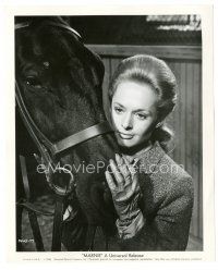 6c624 MARNIE 8.25x10 still '64 Alfred Hitchcock, close up of Tippi Hedren with her horse!