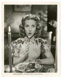 6c730 RAGE OF PARIS 8x10.25 still '38 c/u of surprised Danielle Darrieux with fork in her mouth!