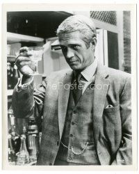 6c893 THOMAS CROWN AFFAIR 8x10 still '68 great close up of Steve McQueen with his drink raised!