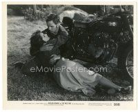 6c982 WILD ONE 8.25x10 still '54 c/u of Marlon Brando holding Mary Murphy on ground by motorcycle!