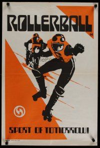 6d024 ROLLERBALL faux style Aust special poster '75 wonderful completely different skating art!