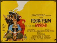 6d213 AMARCORD British quad '74 Federico Fellini classic comedy, great wacky artwork!