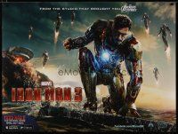 6d259 IRON MAN 3 teaser DS British quad '13 cool image of Robert Downey Jr in title role by ocean!