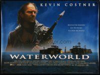 6d302 WATERWORLD DS British quad '95 different huge close up of Kevin Costner & ocean horizon!