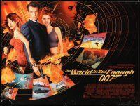 6d304 WORLD IS NOT ENOUGH DS British quad '99 Brosnan as James Bond, Richards, sexy Sophie Marceau!