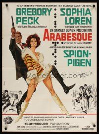 6d312 ARABESQUE Danish '66 Gregory Peck, sexy Sophia Loren, ultra mod, ultra mad, ultra mystery!