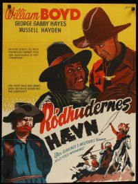6d347 HILLS OF OLD WYOMING Danish '48 Kerring art of William Boyd as Hopalong Cassidy, Gabby Hayes