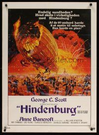 6d348 HINDENBURG Danish '75 George C. Scott & all-star cast, art of zeppelin crashing down!