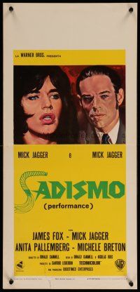 6d701 PERFORMANCE Italian locandina '71 directed by Nicolas Roeg, Mick Jagger trades roles!