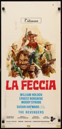 6d707 REVENGERS Italian locandina '72 art of cowboys William Holden, Borgnine & Woody Strode!