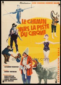 6d551 ROAD TO THE STAGE French Russian 23x33 '63 Leonid Yengibarov, wacky circus artwork!