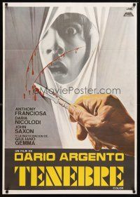 6d111 TENEBRE Spanish '82 Dario Argento giallo, image of woman & slashing scalpel!