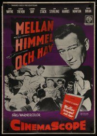 6d126 HIGH & THE MIGHTY Swedish '54 John Wayne, Claire Trevor, directed by William Wellman!